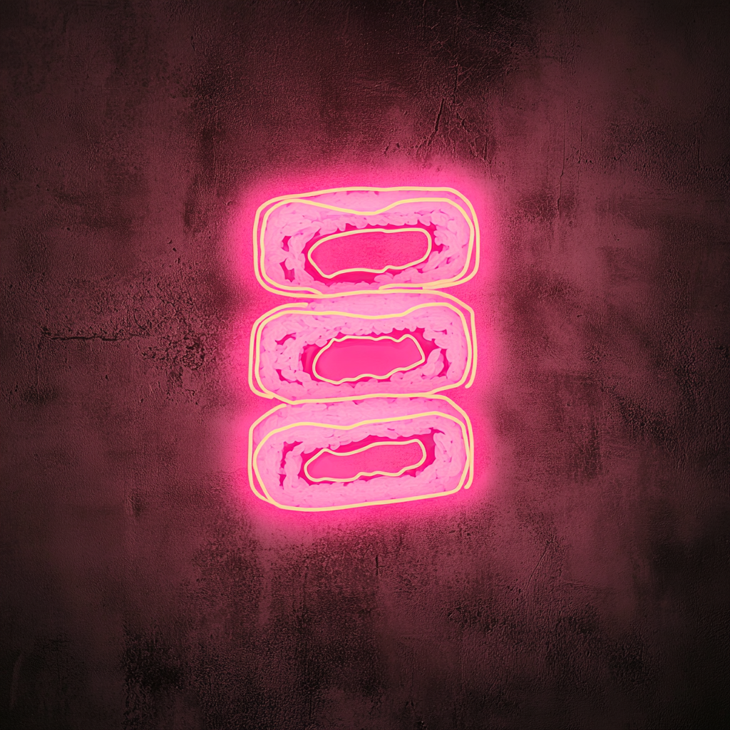 Sushi Roll Stack - Pink Neon Sign, 24 Inches