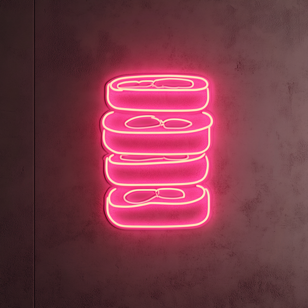 Sushi Roll Stack - Pink Neon Sign, 18 Inches