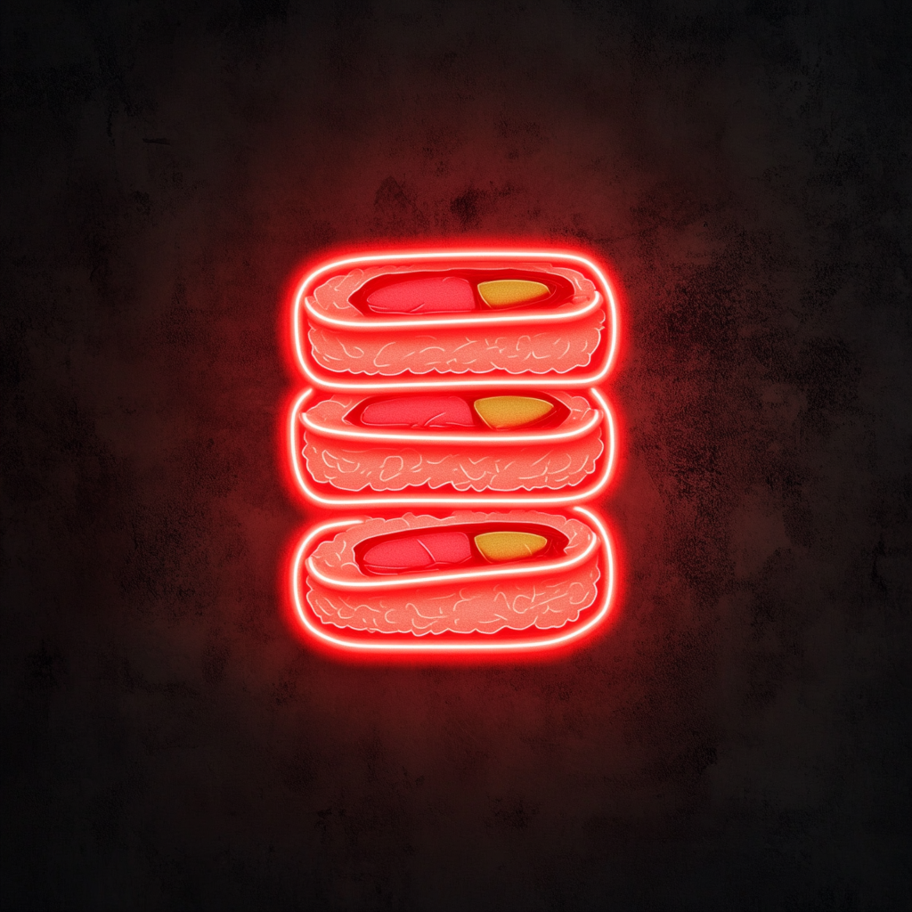 Sushi Roll Stack - Red Neon Sign, 24 Inches