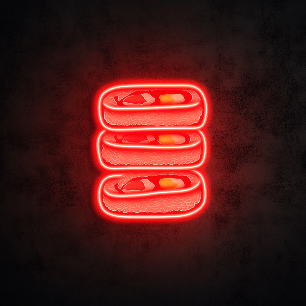 Sushi Roll Stack - Red Neon Sign, 24 Inches