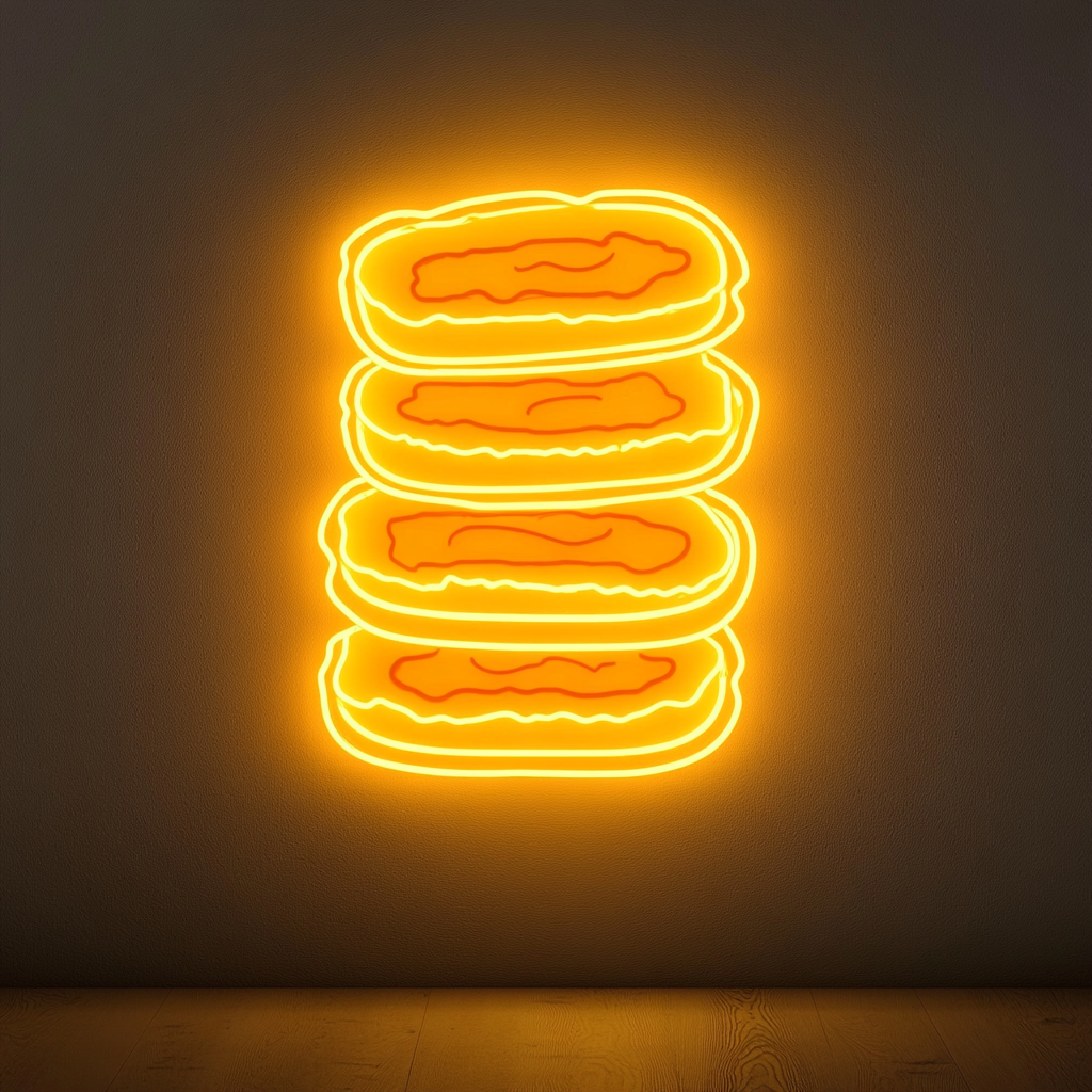 Sushi Roll Stack - Yellow Neon Sign, 24 Inches