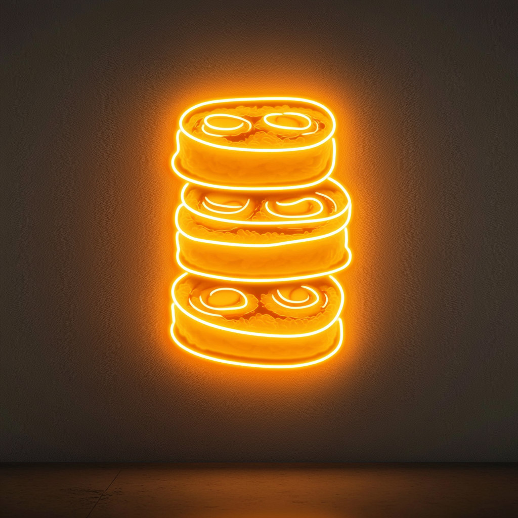 Sushi Roll Stack - Yellow Neon Sign, 18 Inches
