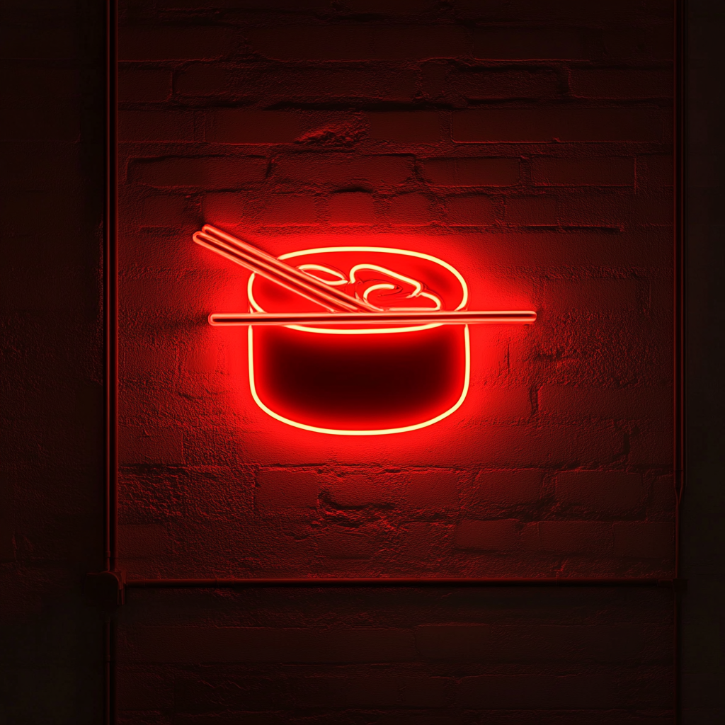 Sushi Roll with Chopsticks - Red Neon Sign, 18 Inches