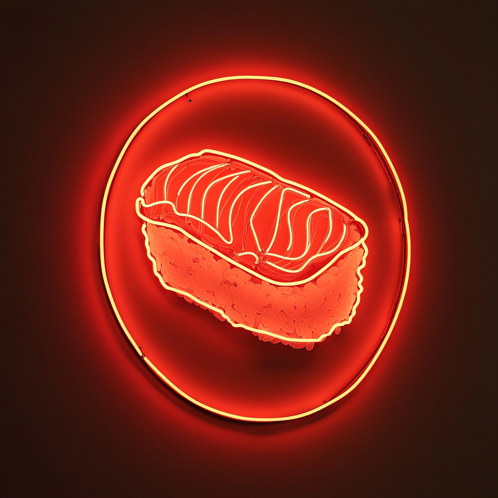 Sushi Roll with Salmon - Red Neon Sign, 18 Inches