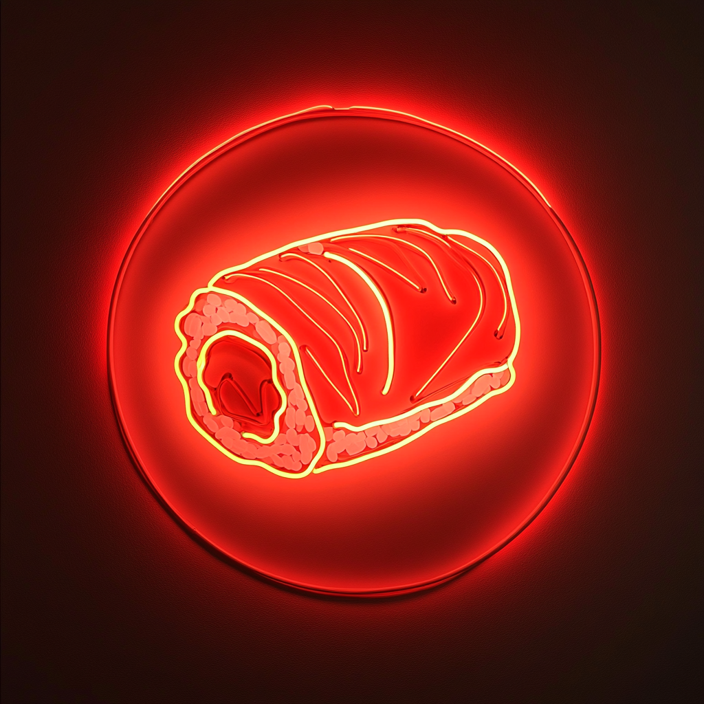 Sushi Roll with Salmon - Red Neon Sign, 18 Inches