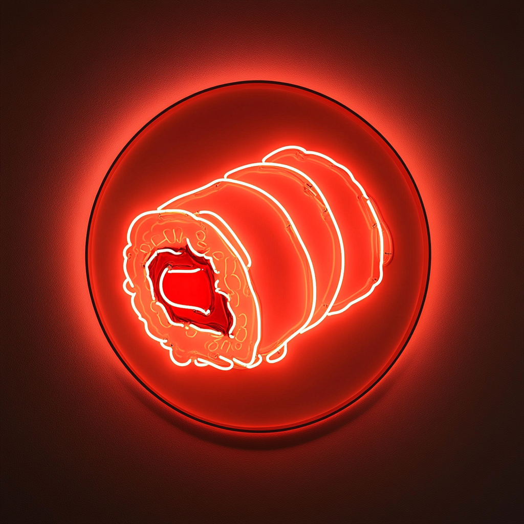 Sushi Roll with Salmon - Red Neon Sign, 18 Inches