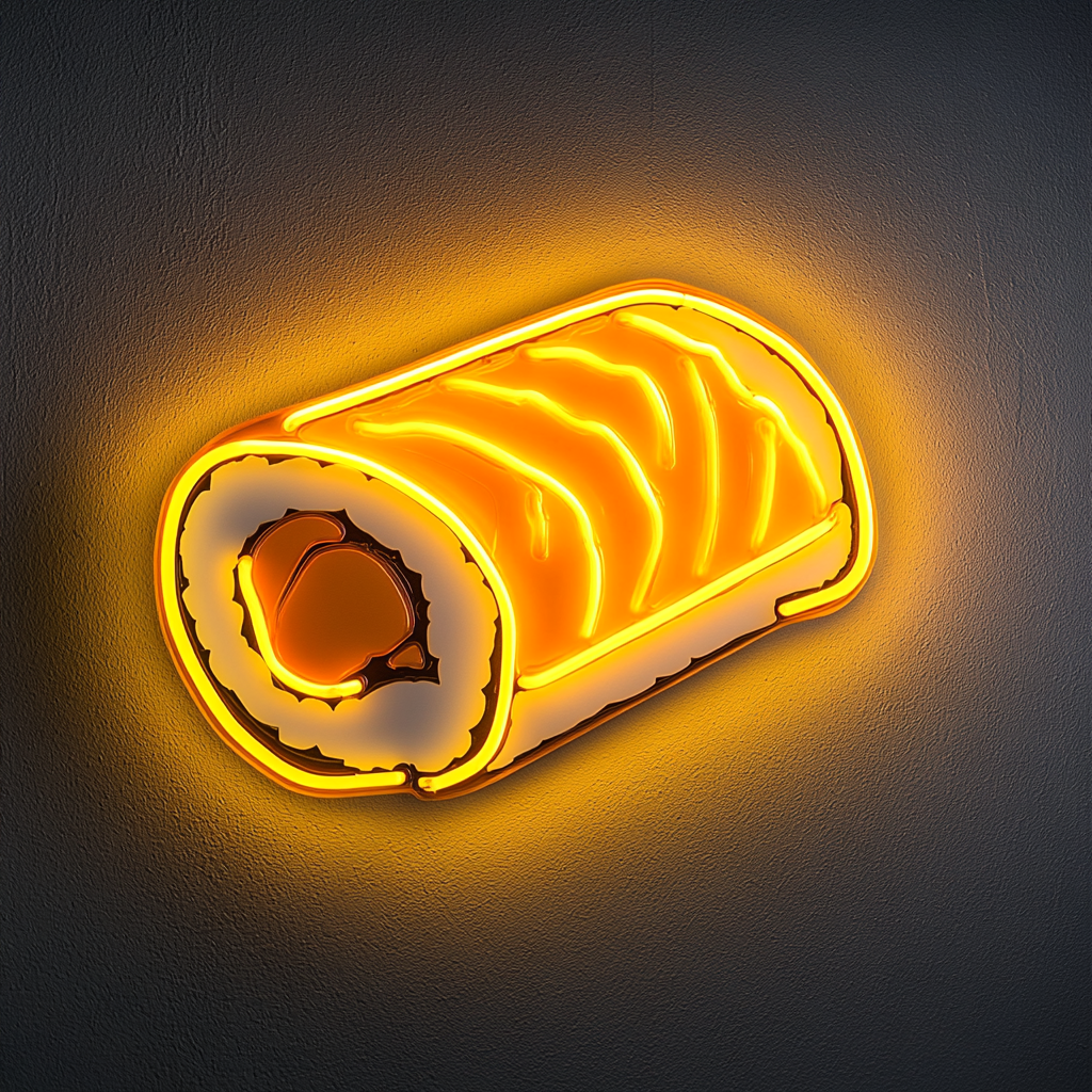 Sushi Roll with Salmon - Yellow Neon Sign, 18 Inches