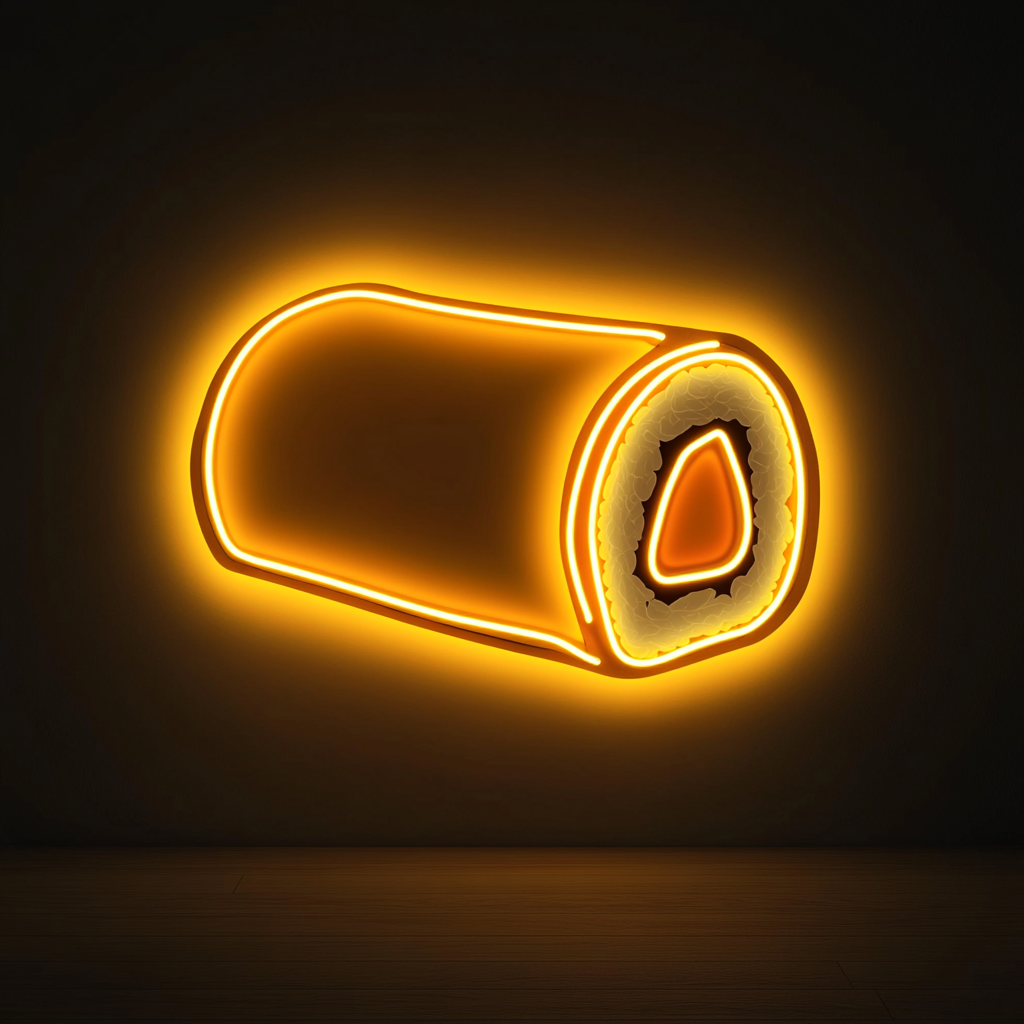 Sushi Roll with Salmon - Yellow Neon Sign, 18 Inches
