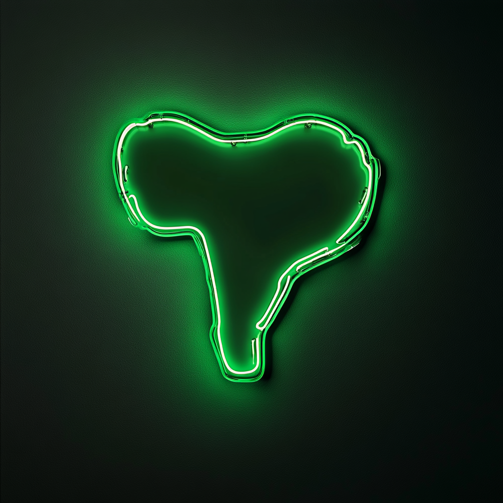 T-Bone Steak - Green Neon Sign, 24 Inches