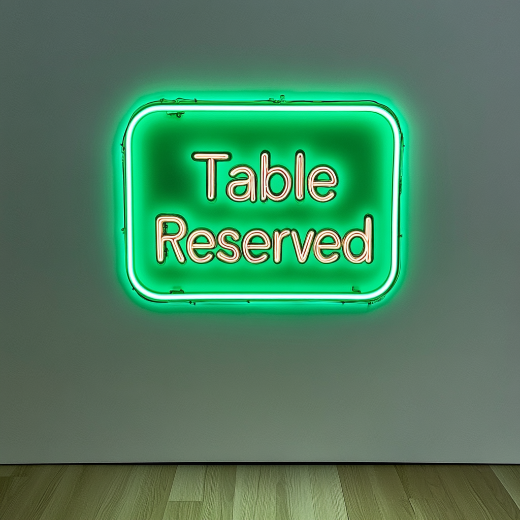 "Table Reserved" - Green Neon Sign, 24 Inches