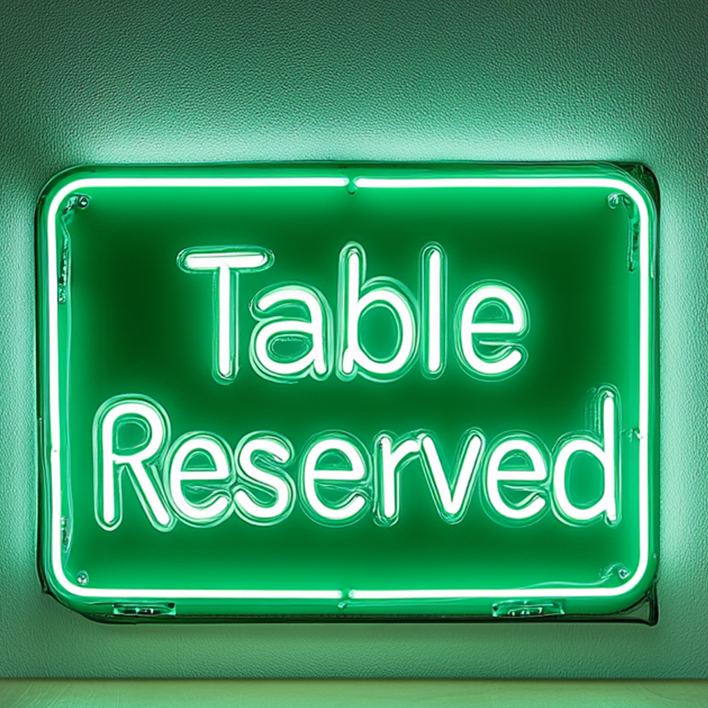 "Table Reserved" - Green Neon Sign, 24 Inches