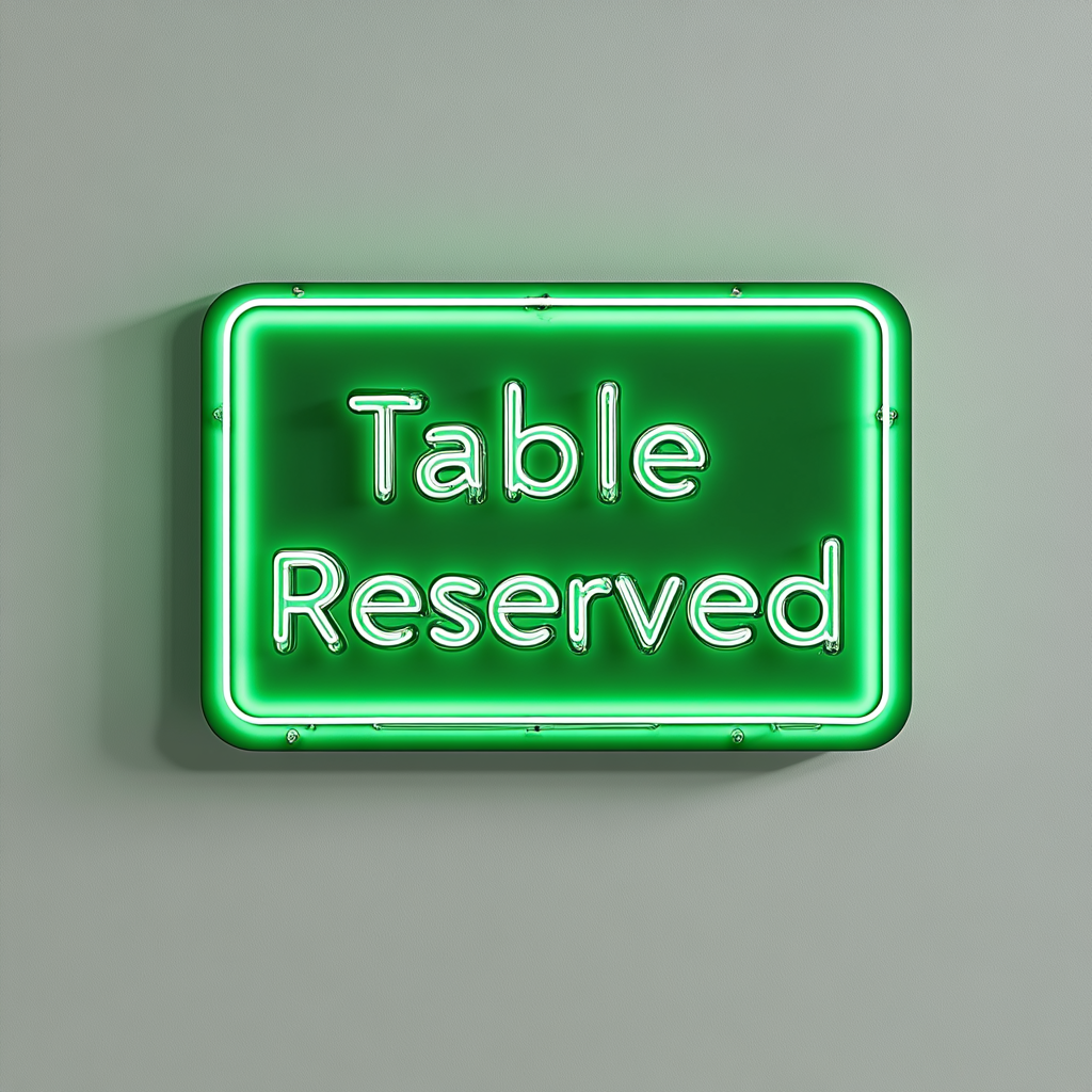 "Table Reserved" - Green Neon Sign, 24 Inches
