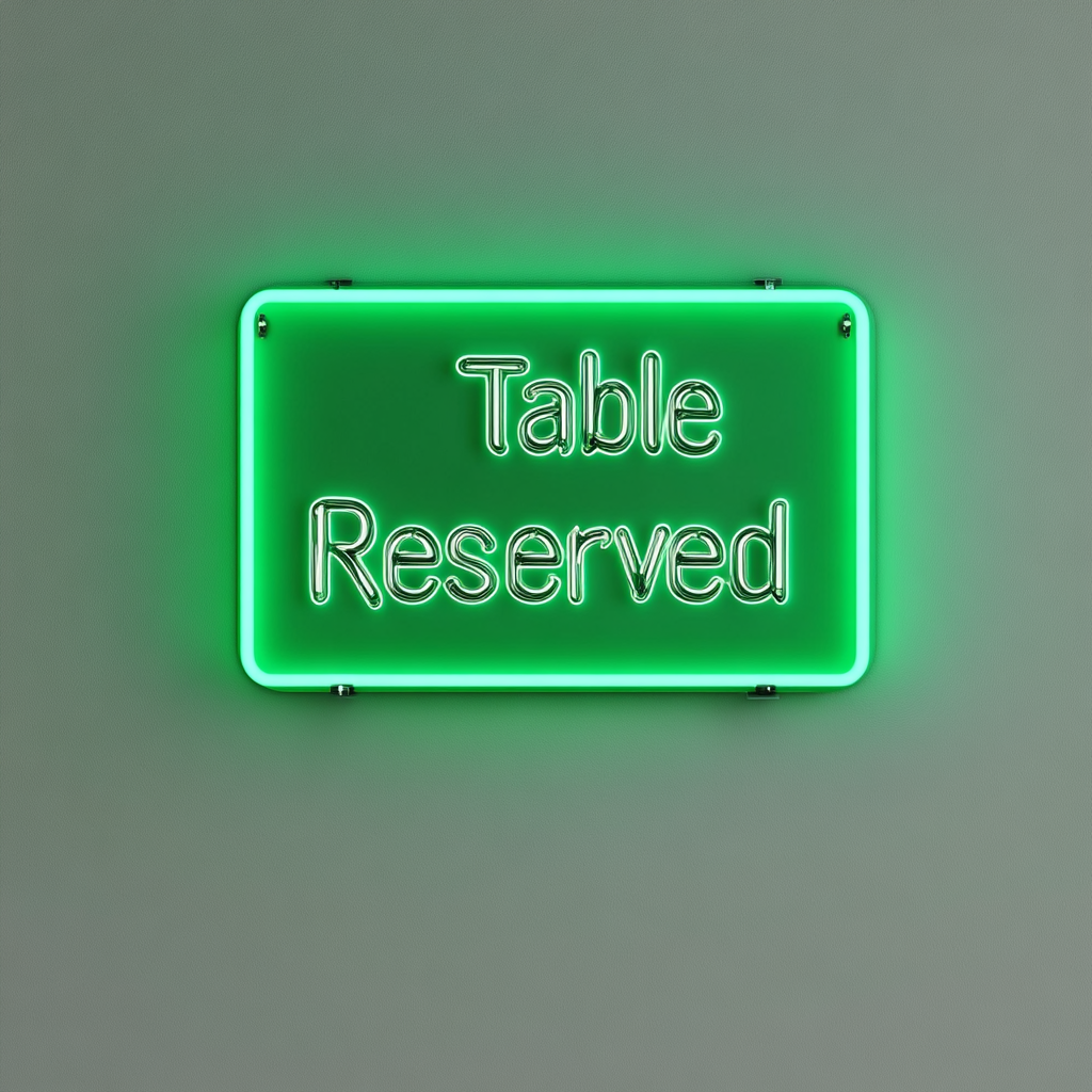 "Table Reserved" - Green Neon Sign, 24 Inches