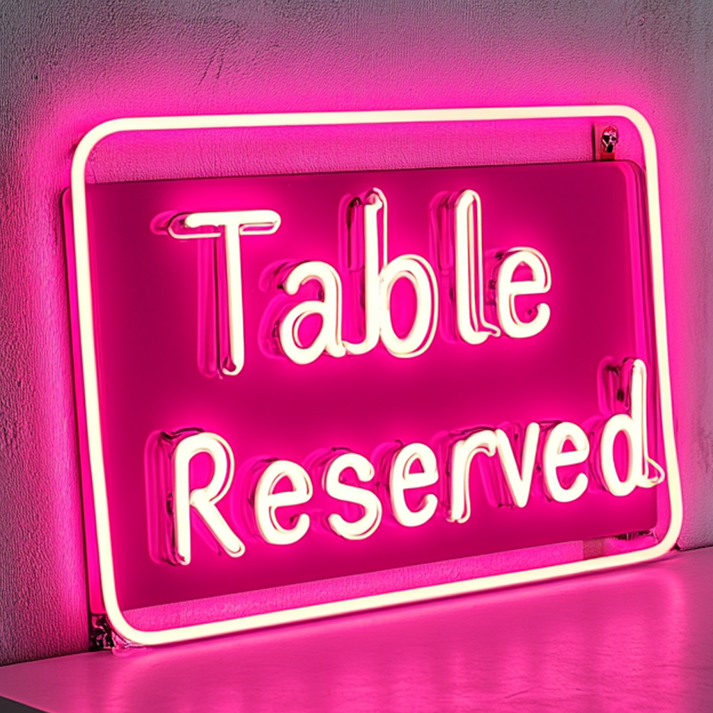 "Table Reserved" - Pink Neon Sign, 24 Inches