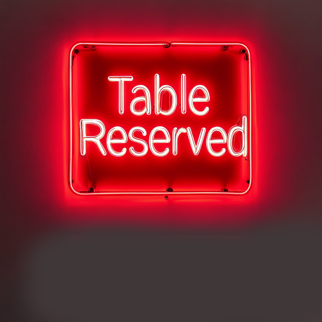 "Table Reserved" - Red Neon Sign, 24 Inches