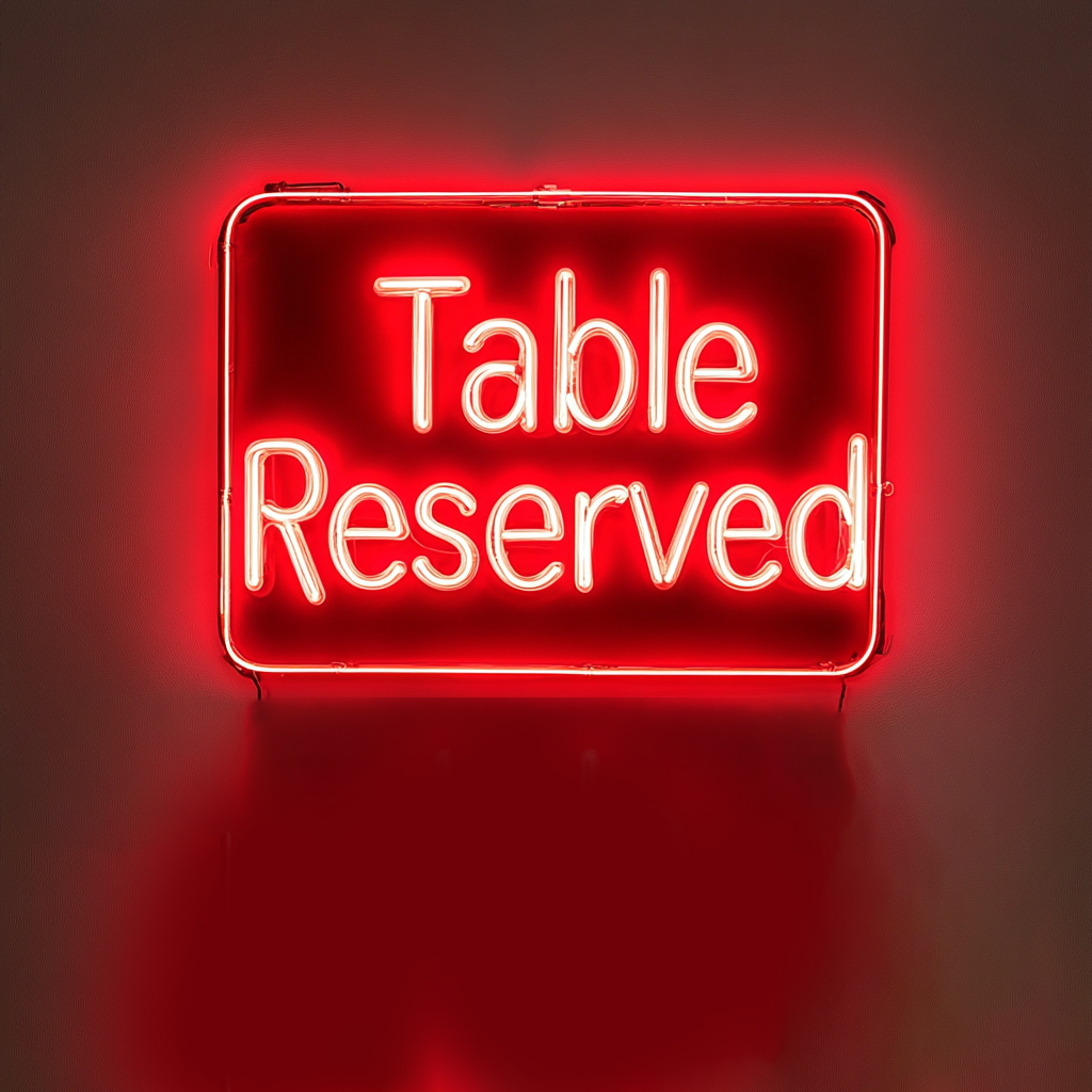 "Table Reserved" - Red Neon Sign, 24 Inches
