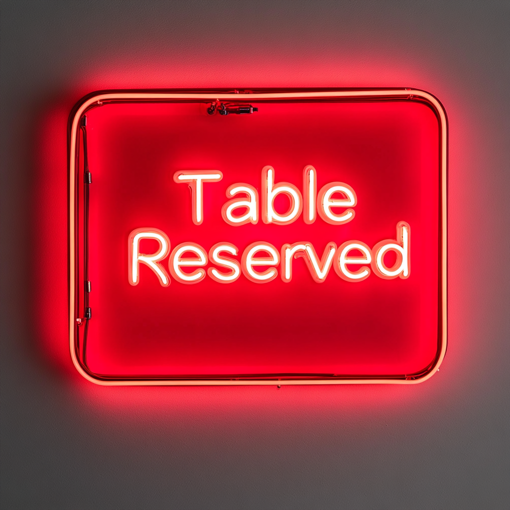 "Table Reserved" - Red Neon Sign, 24 Inches