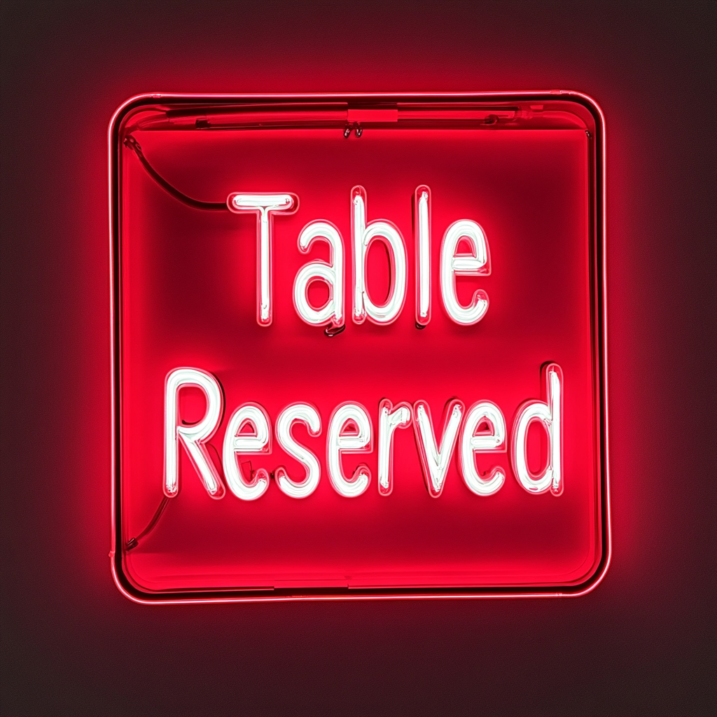 "Table Reserved" - Red Neon Sign, 24 Inches