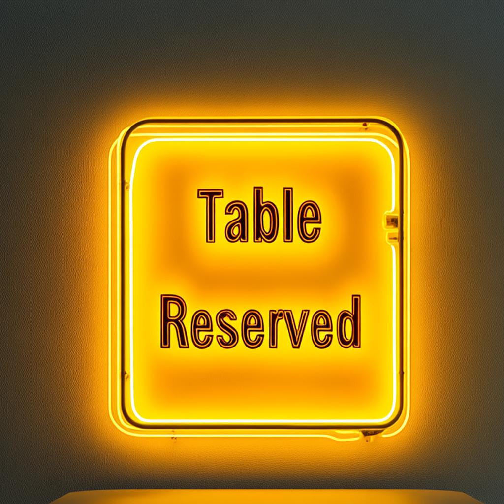 "Table Reserved" - Yellow Neon Sign, 24 Inches