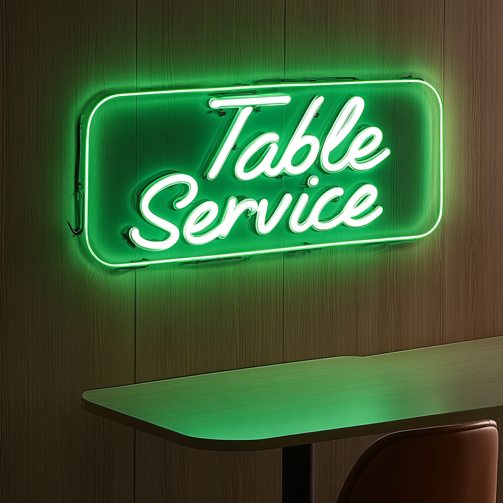 "Table Service" - Green Neon Sign, 24 Inches