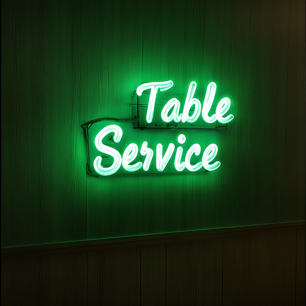 "Table Service" - Green Neon Sign, 24 Inches