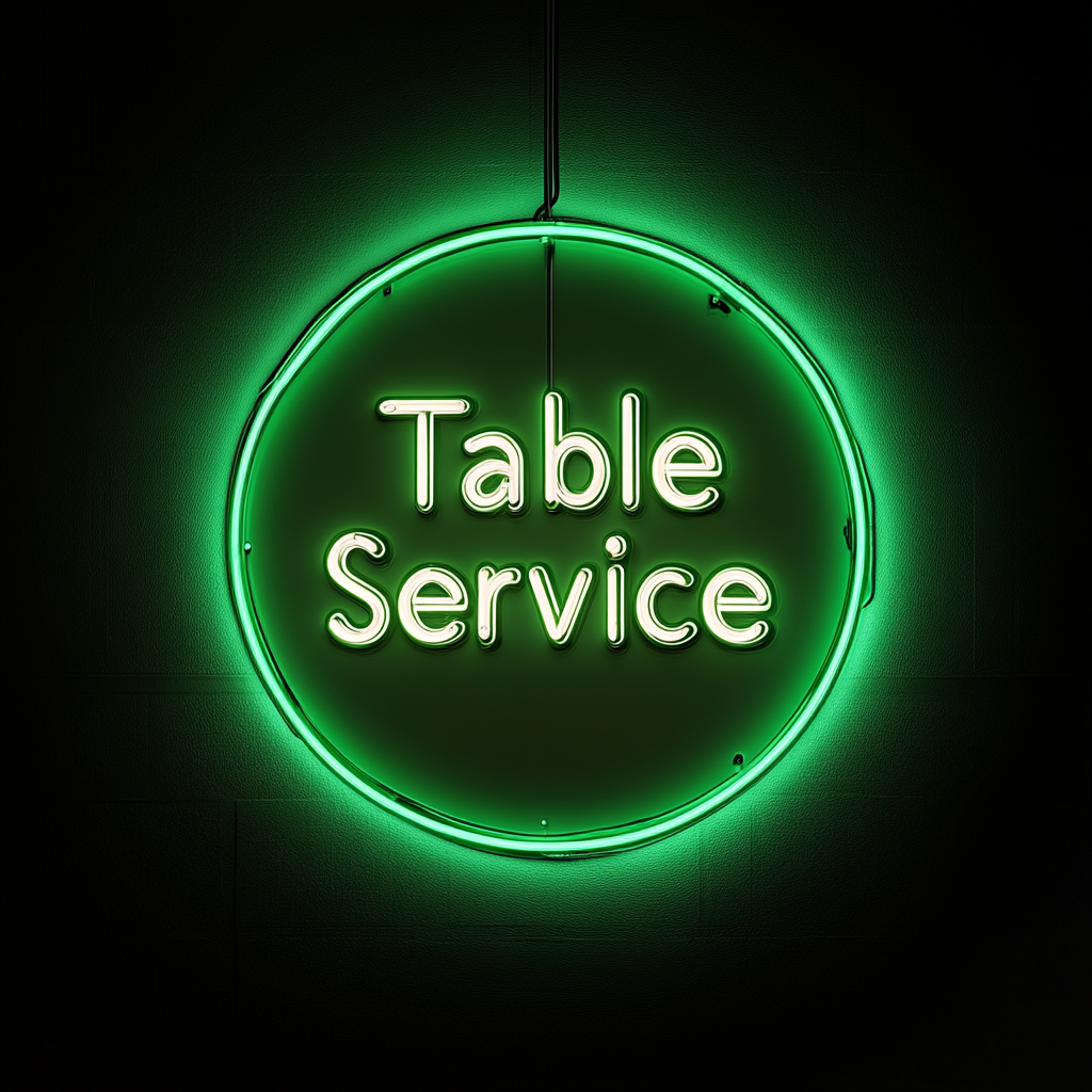 "Table Service" - Green Neon Sign, 24 Inches