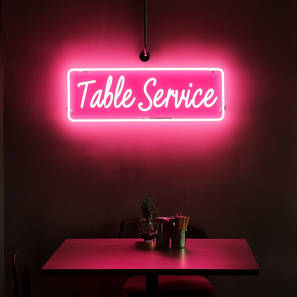 "Table Service" - Pink Neon Sign, 24 Inches