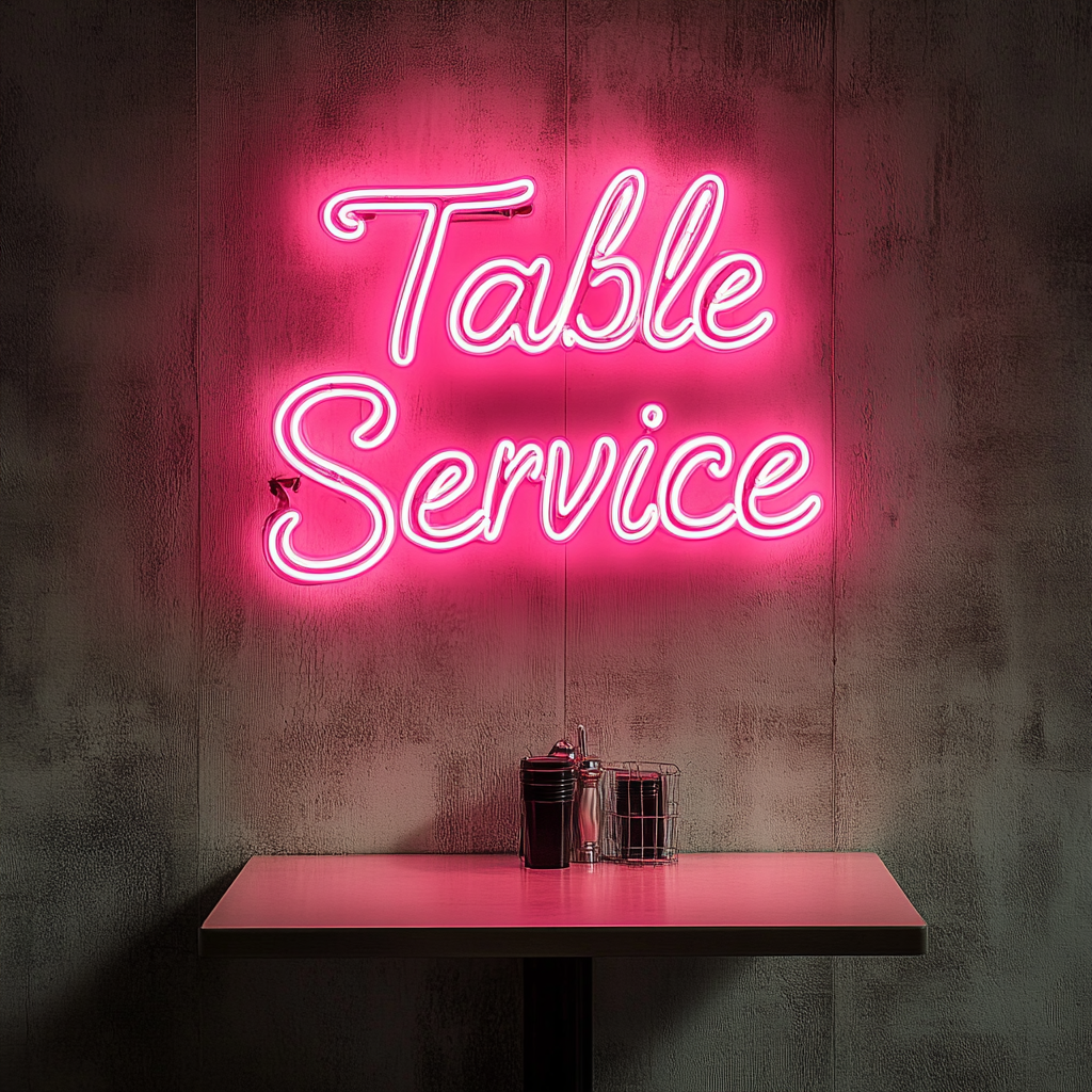 "Table Service" - Pink Neon Sign, 24 Inches