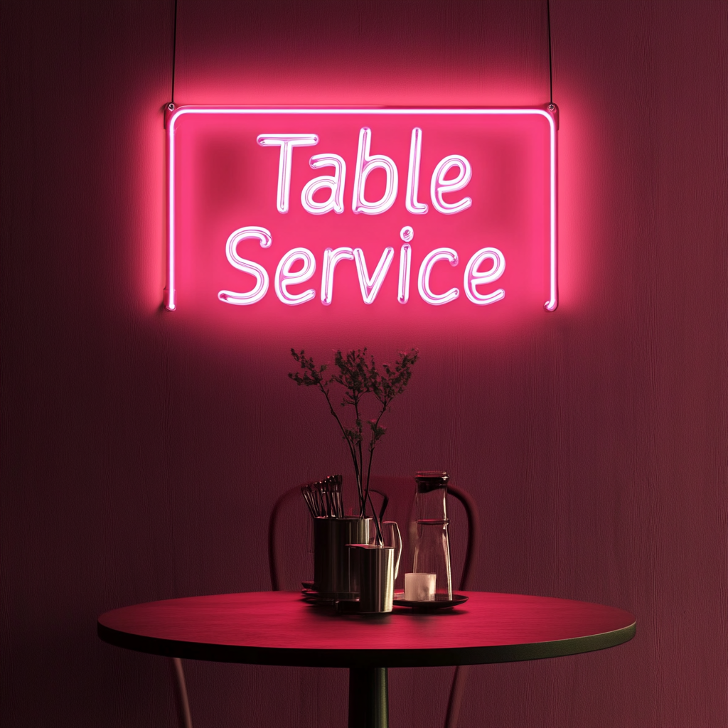 "Table Service" - Pink Neon Sign, 24 Inches