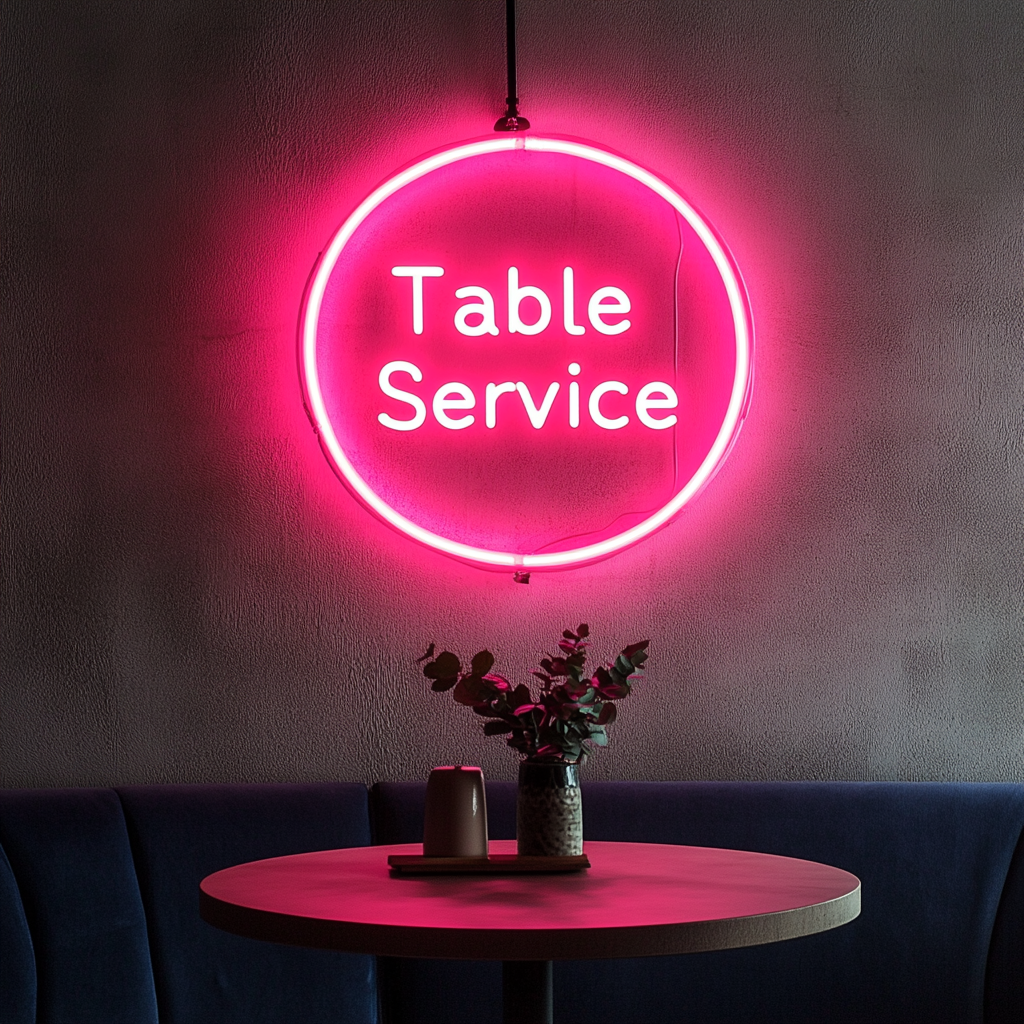 "Table Service" - Pink Neon Sign, 24 Inches