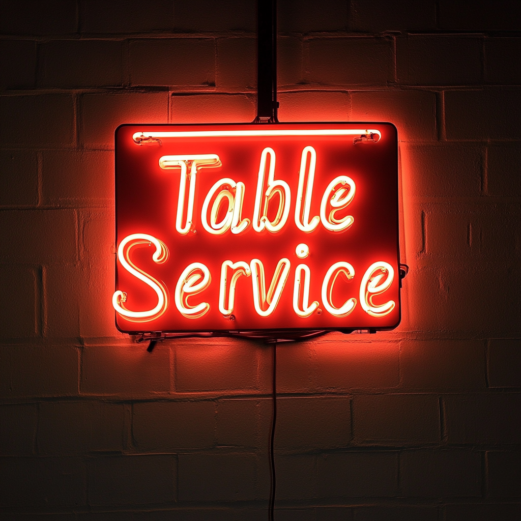 "Table Service" - Red Neon Sign, 18 Inches