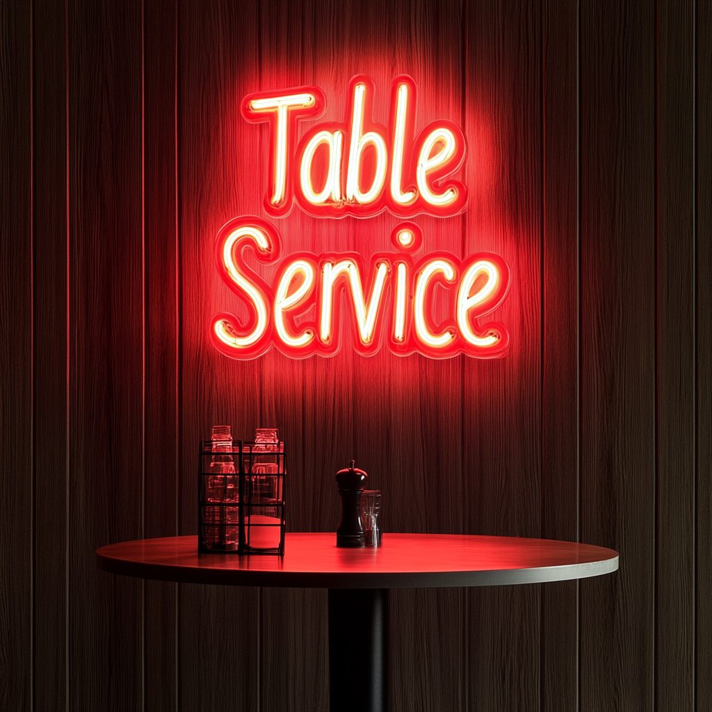 "Table Service" - Red Neon Sign, 24 Inches