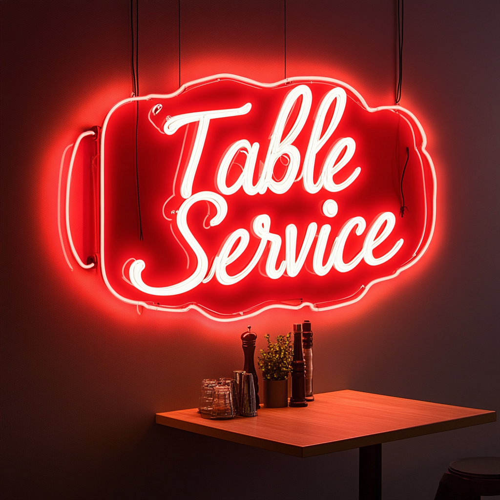 "Table Service" - Red Neon Sign, 24 Inches