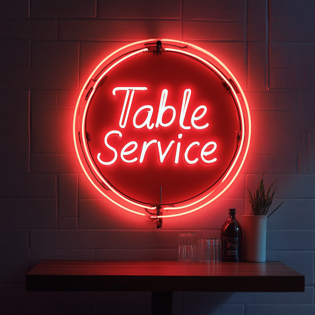 "Table Service" - Red Neon Sign, 24 Inches