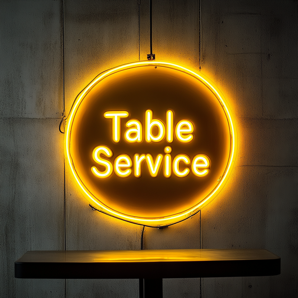 "Table Service" - Yellow Neon Sign, 24 Inches