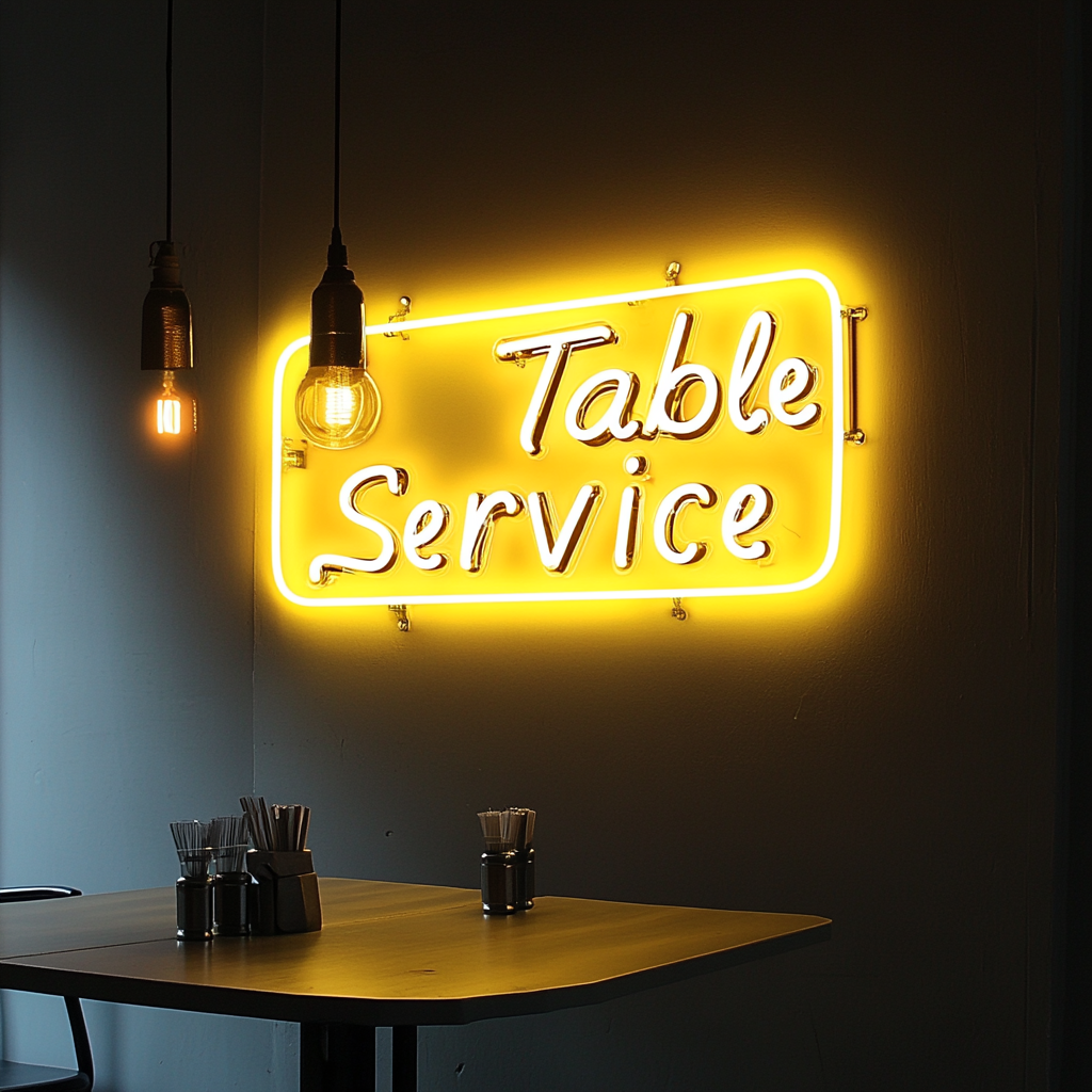 "Table Service" - Yellow Neon Sign, 24 Inches