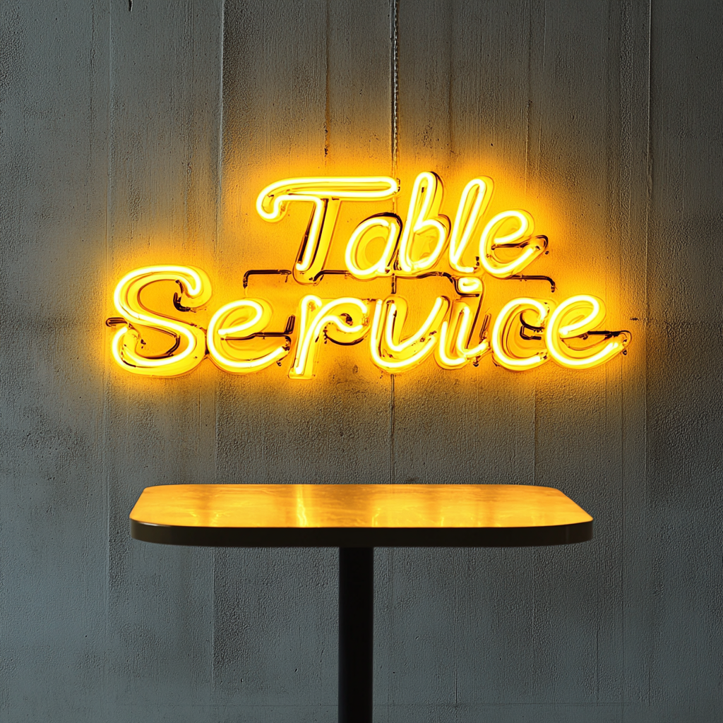 "Table Service" - Yellow Neon Sign, 24 Inches