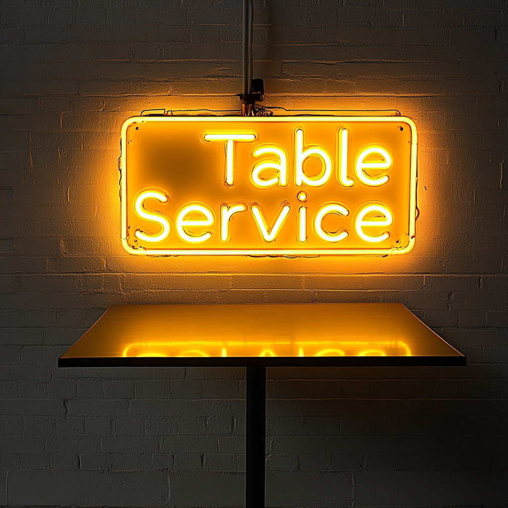 "Table Service" - Yellow Neon Sign, 24 Inches