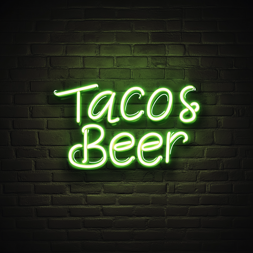 Tacos & Beer - Green Neon Sign, 24 Inches