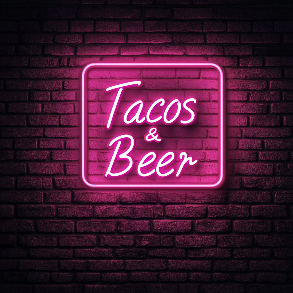 Tacos & Beer - Pink Neon Sign, 24 Inches