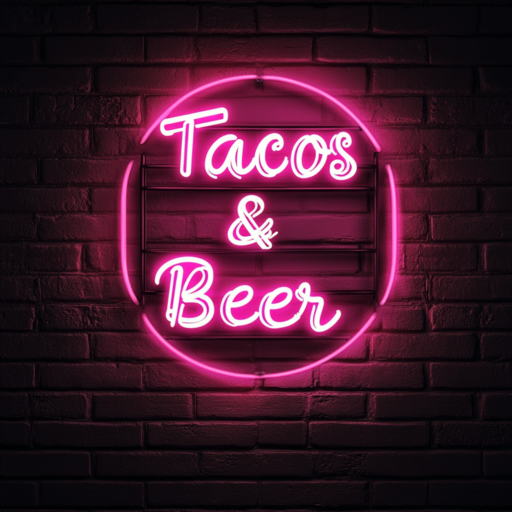 Tacos & Beer - Pink Neon Sign, 18 Inches