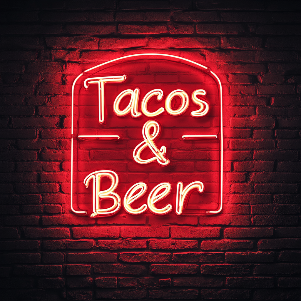 Tacos & Beer - Red Neon Sign, 18 Inches