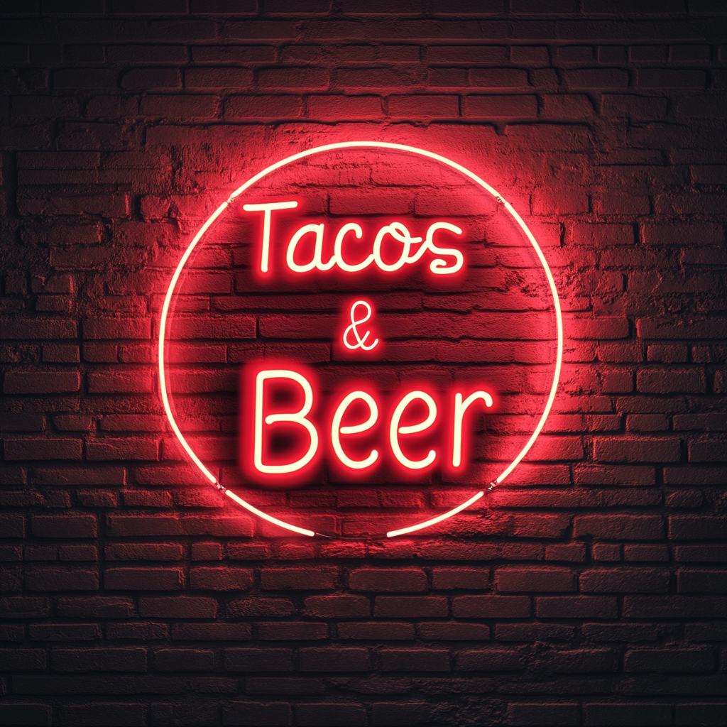 Tacos & Beer - Red Neon Sign, 18 Inches