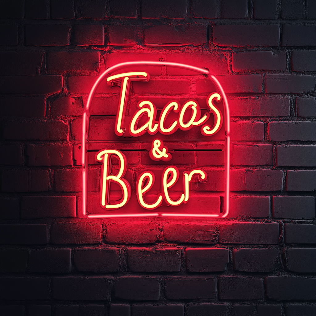 Tacos & Beer - Red Neon Sign, 24 Inches