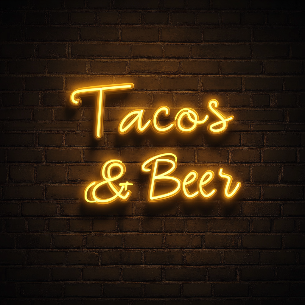 Tacos & Beer - Yellow Neon Sign, 18 Inches