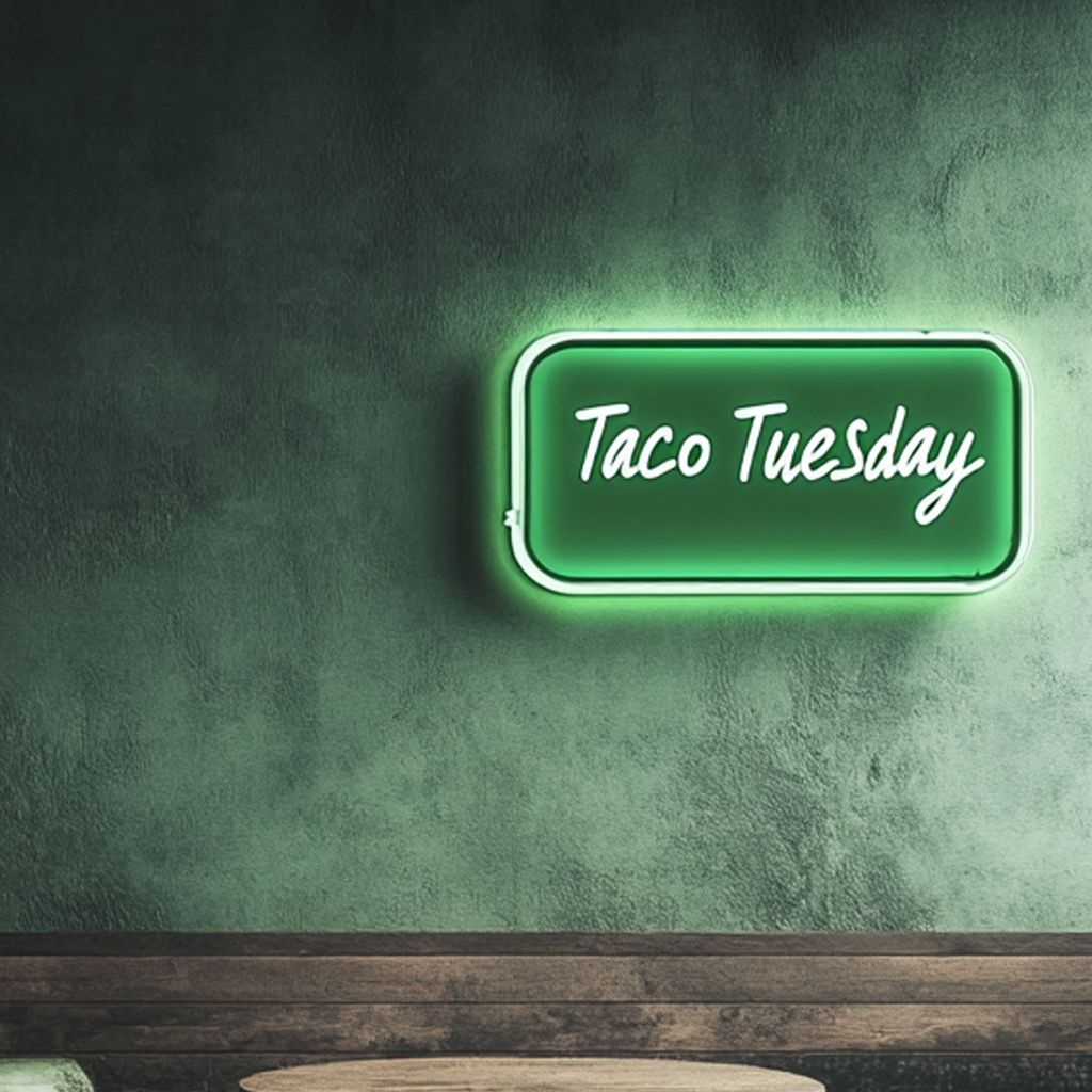 "Taco Tuesday" - Green Neon Sign, 24 Inches