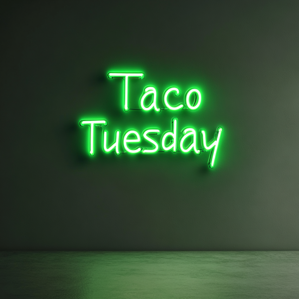 "Taco Tuesday" - Green Neon Sign, 24 Inches
