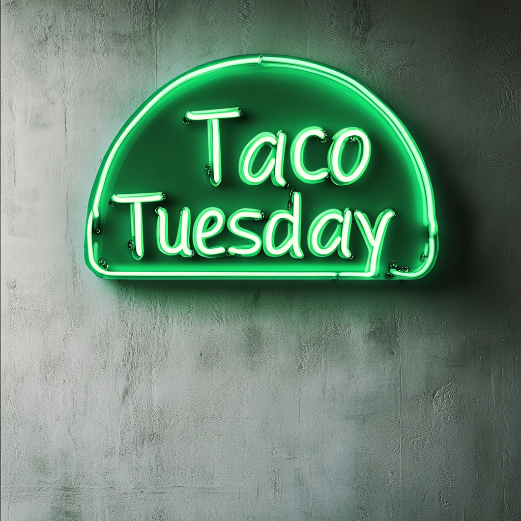 "Taco Tuesday" - Green Neon Sign, 24 Inches