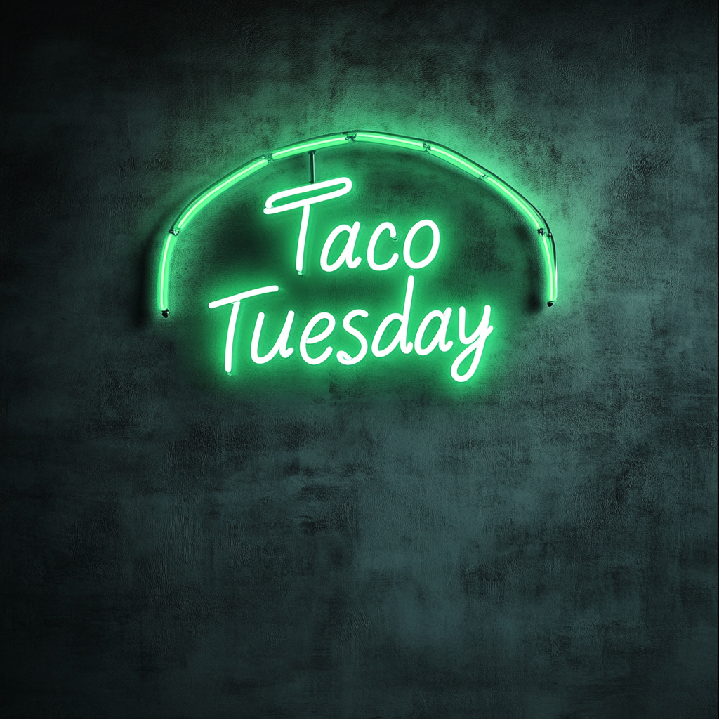 "Taco Tuesday" - Green Neon Sign, 24 Inches