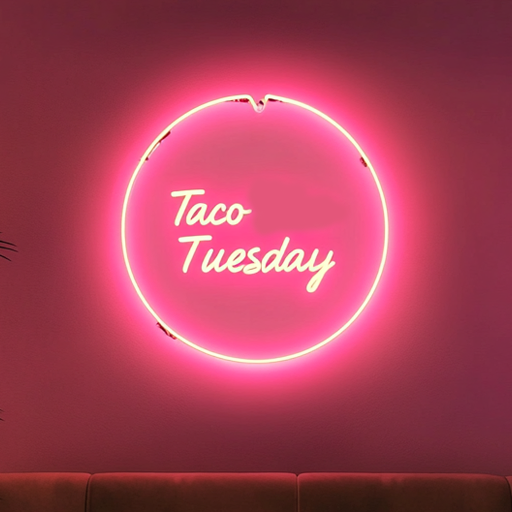 "Taco Tuesday" - Pink Neon Sign, 24 Inches